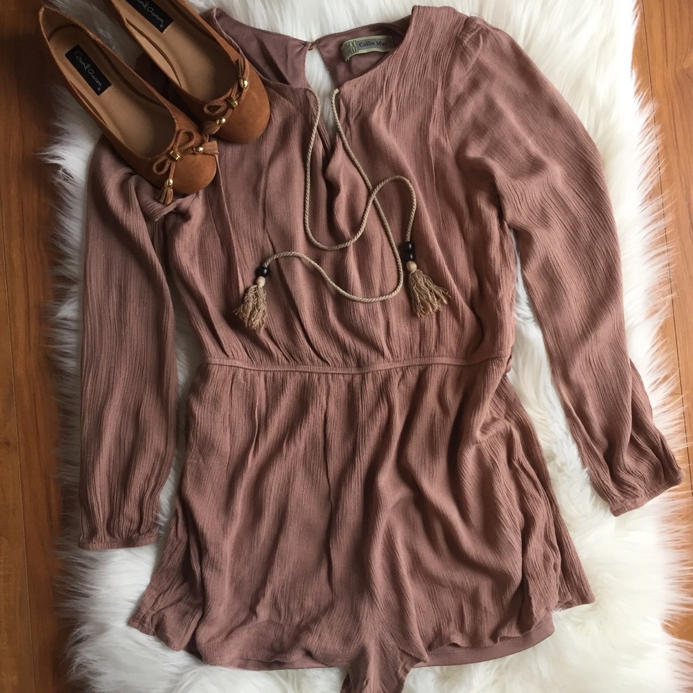 Long Sleeve Mauve Romper - Picture 5 of 6